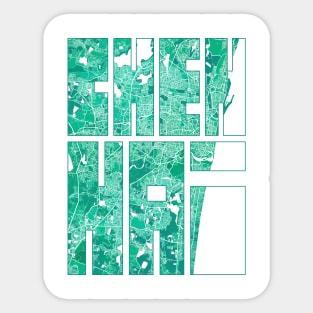 Chennai, India City Map Typography - Watercolor Sticker